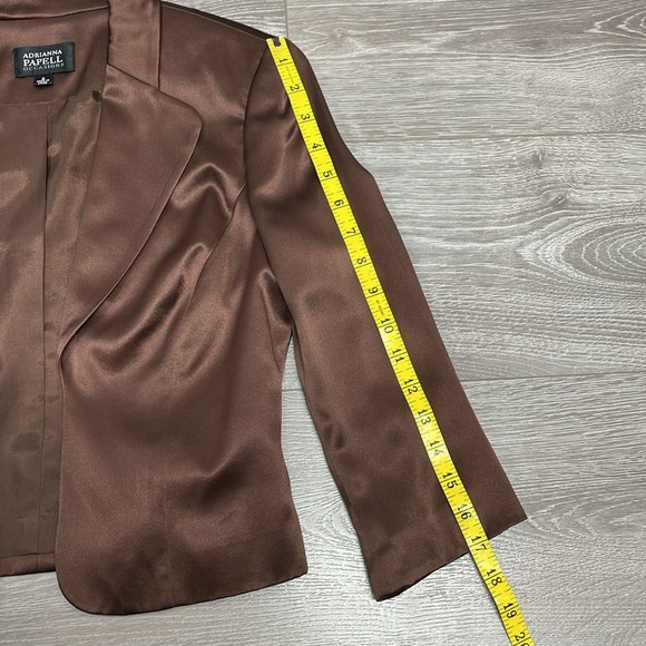 Adrianna Papell Occasions Dress with Jacket Silk Embroidered Beaded Brown 2 - Picture 6 of 16